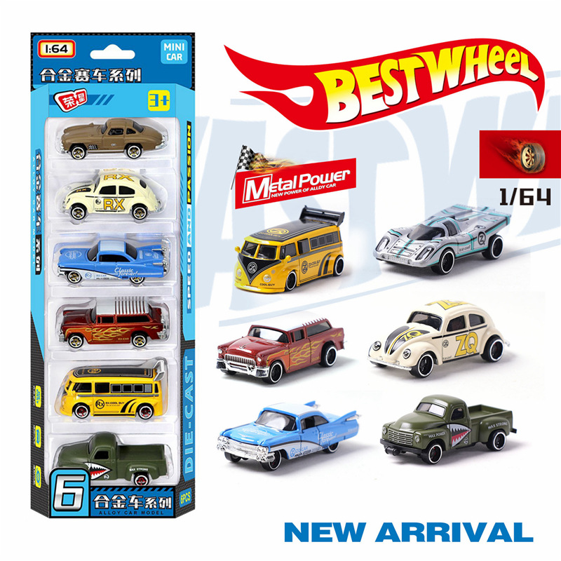 Vintage Collectible Toys - 1:64 Alloy retro racing car 6-piece