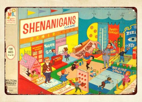 Vintage Collectible Board Games - Shenanigans Board Game 1964 metal tin