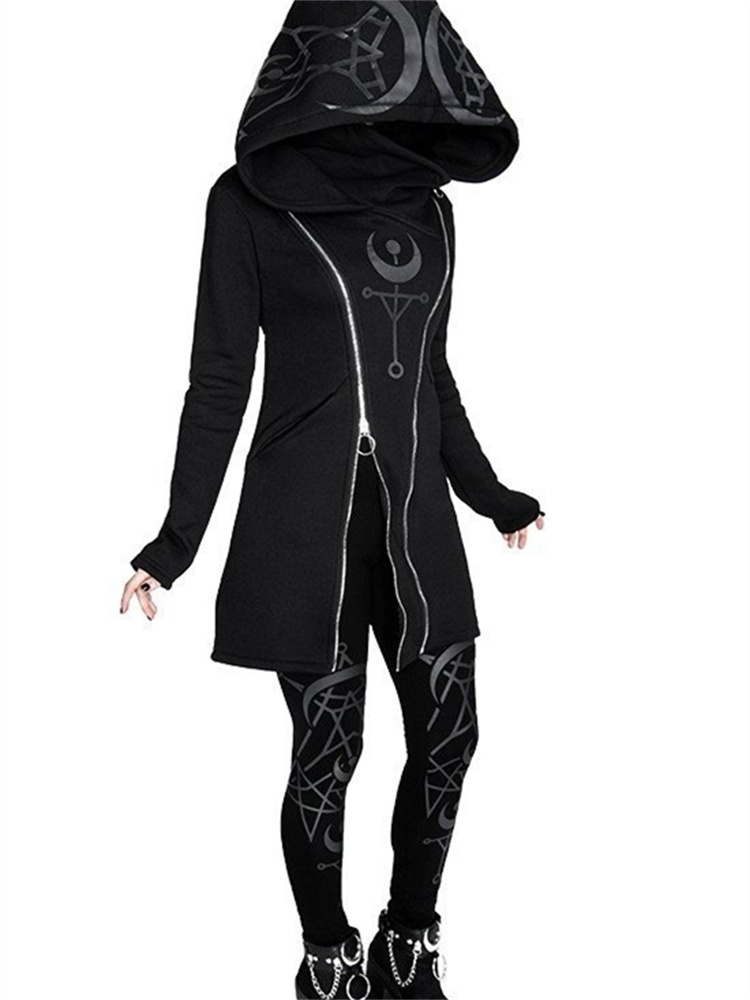 Gothic Punk In Dài Đầu Bông Ta - đánh giá và giá Vintage Zip Hoodie