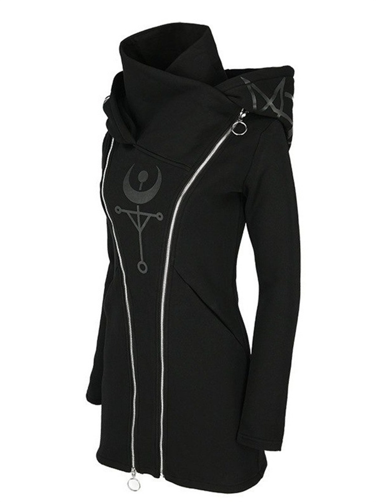 Gothic Punk In Dài Đầu Bông Ta - đánh giá và giá Vintage Zip Hoodie