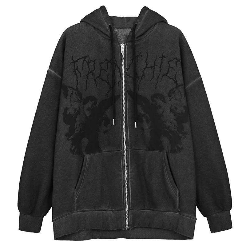 Vintage Angel Print Oversized  - đánh giá và giá Vintage Zip Hoodie