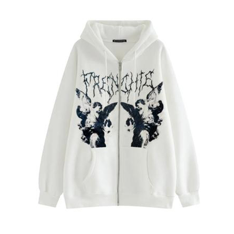 Vintage Angel Print Oversized  - đánh giá và giá Vintage Zip Hoodie