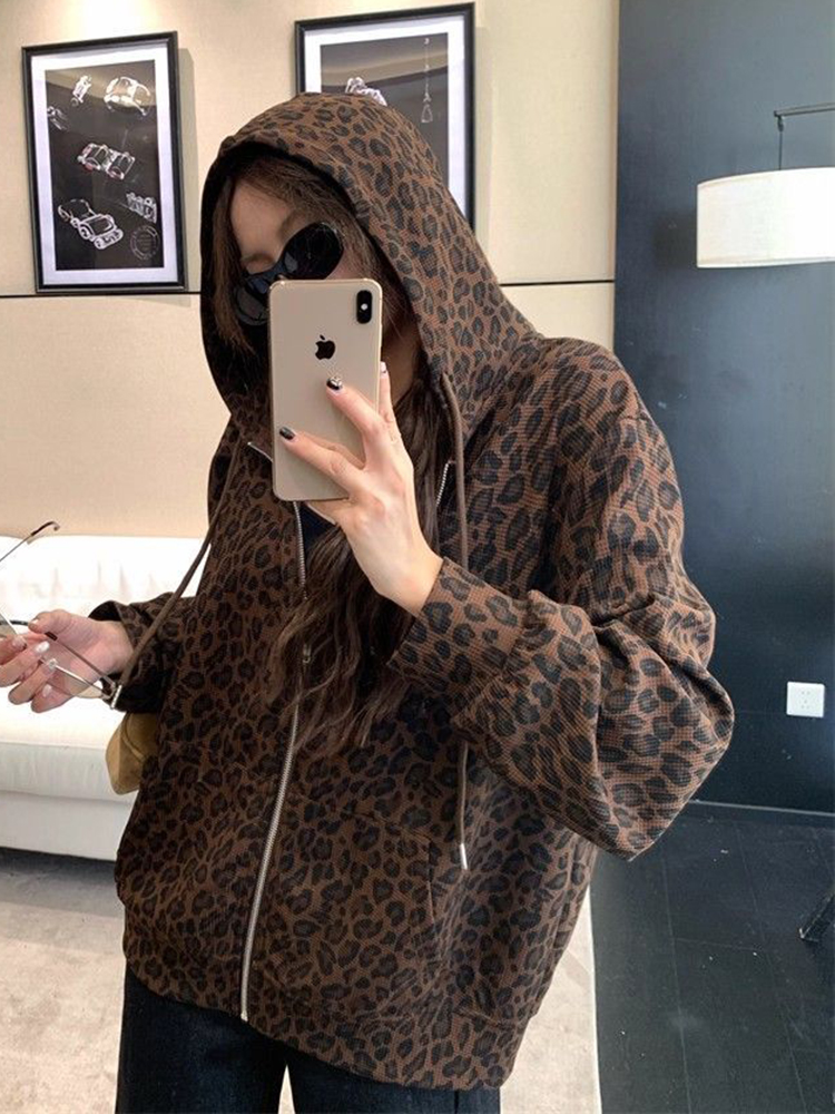 Women Y2K Leopard Hoodies Stre - đánh giá và giá Vintage Zip Hoodie